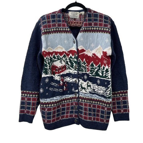 northern treasures Sweaters - VTG Northern Treasures Parkhurst Cardigan Womens Small Mountain Holiday Winter